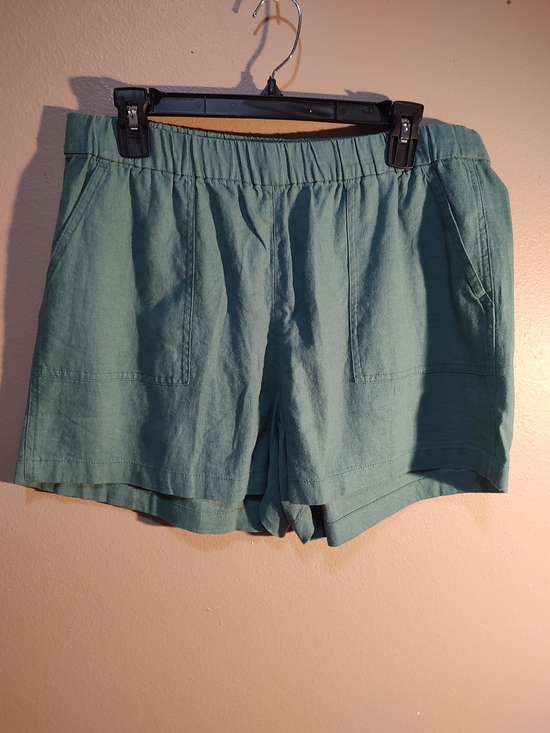 J. Crew Pants - J. Crew High-Waist Teal Linen-Blend Shorts